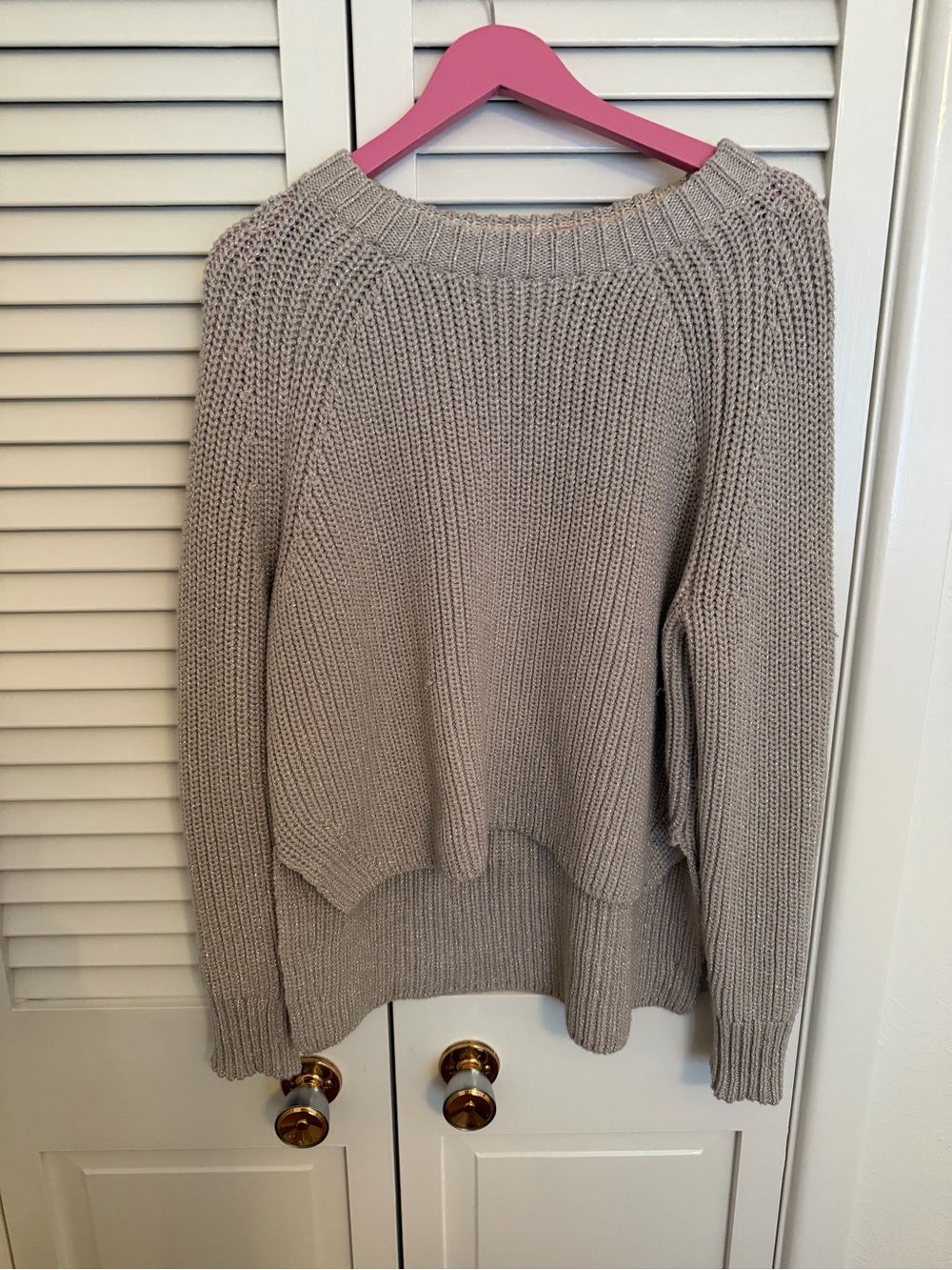 Calvin Klein Jeans Silver Metallic Chunky Knit Sweater Medium